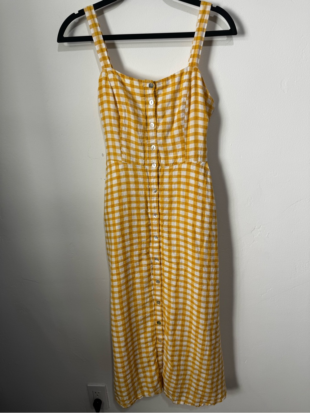 Cynthia Rowley Yellow and White Gingham Midi Sundress